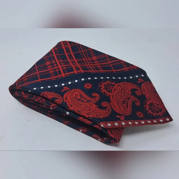 Yves Saint Laurent Vintage Neck Tie Tartain Plaid Paisley Striped 70s 80s 55" - Picture 3 of 15